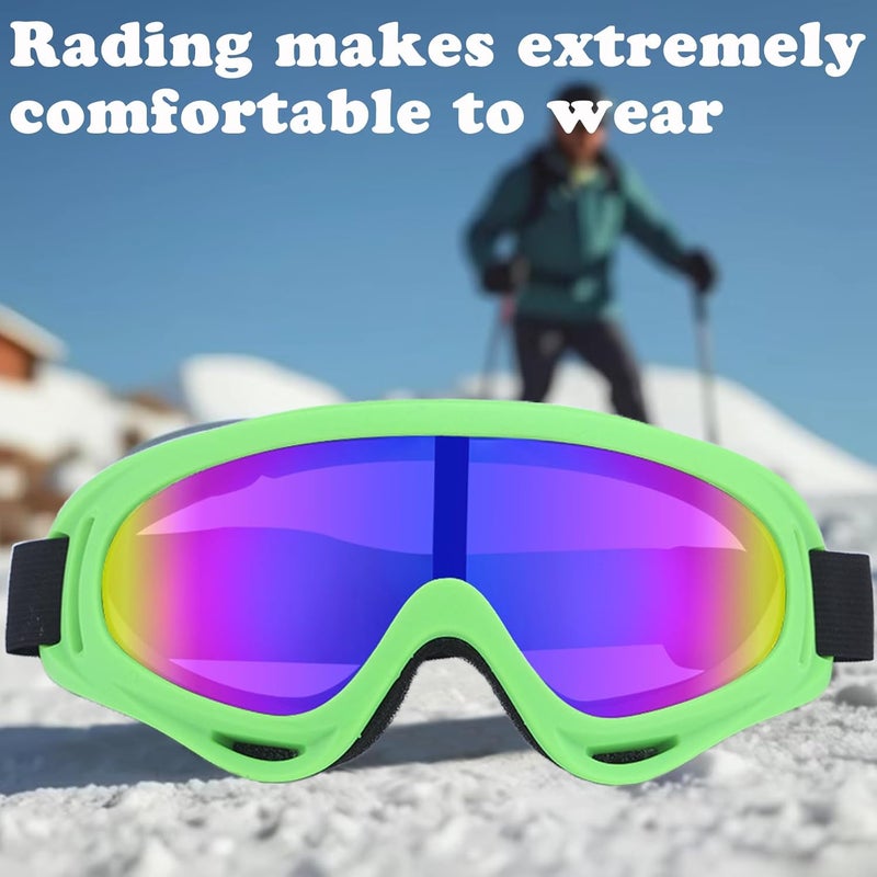 XILEDUO Ski Goggles Snowboard Goggles for Men Women Kids Winter Snow Windproof Sports Goggle Motorcycle ATV Glasses for Youth Adult Teens, UV Protection Foam Anti-Scratch Dustproof (Green) - Image 5